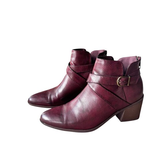 Frye & Co. Womens Pembroke 8M Redwood Ankle Boots Buckle Strap Block Heel - Picture 2 of 10